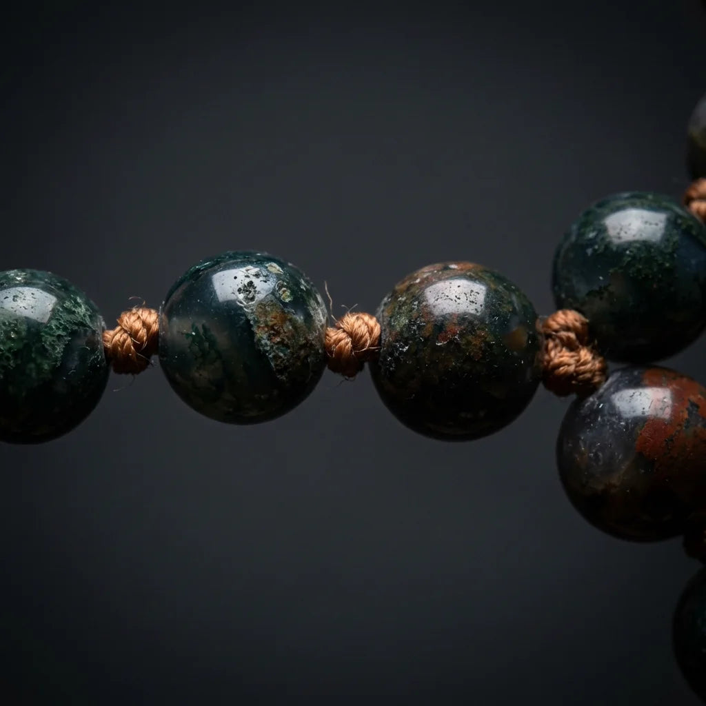 108 Mala Beads - Knotwork and Bead Surface Macro Detail