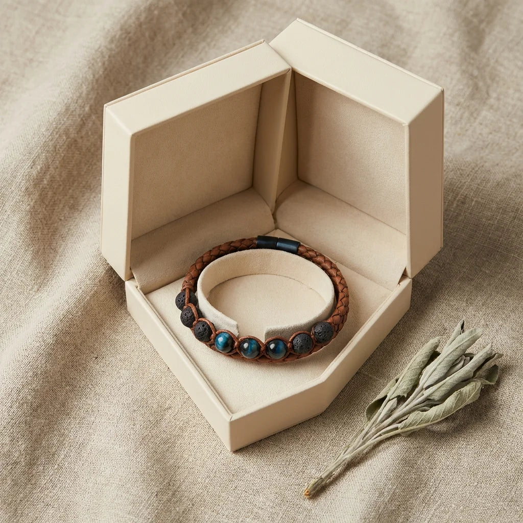 Volcanic grounding bracelet in luxury gift box