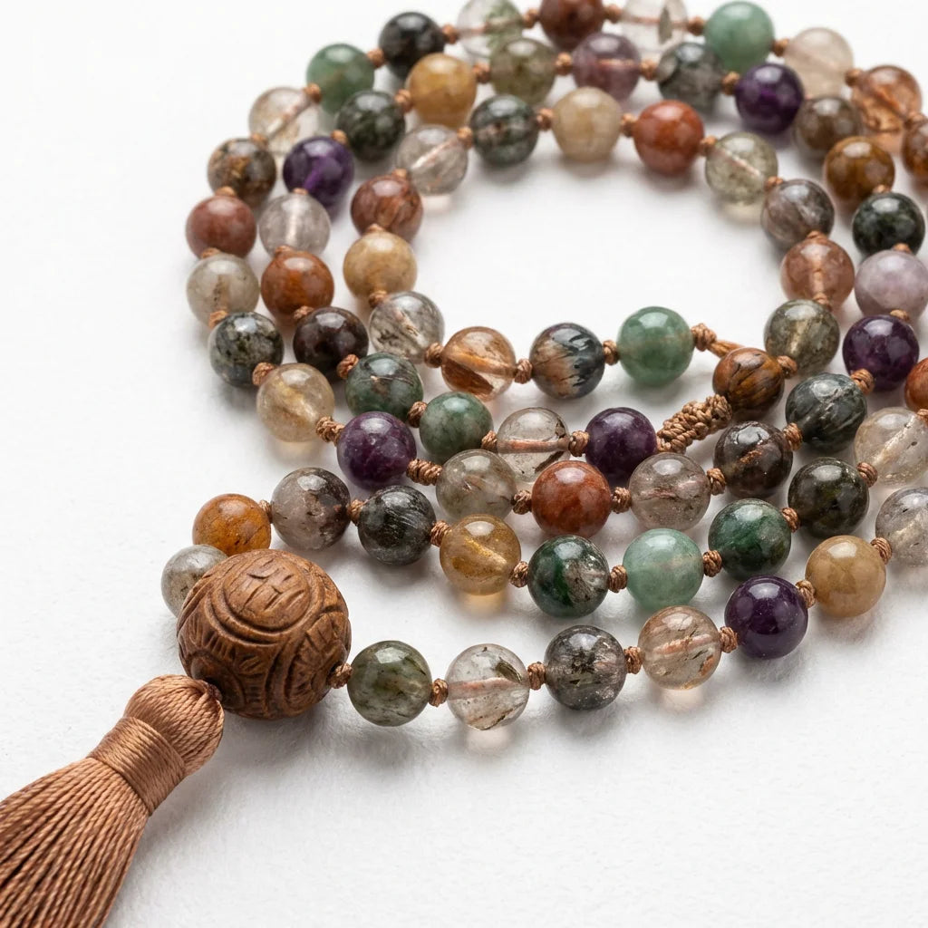Premium Handmade 108 Stone Mala Necklace - Detail Shot