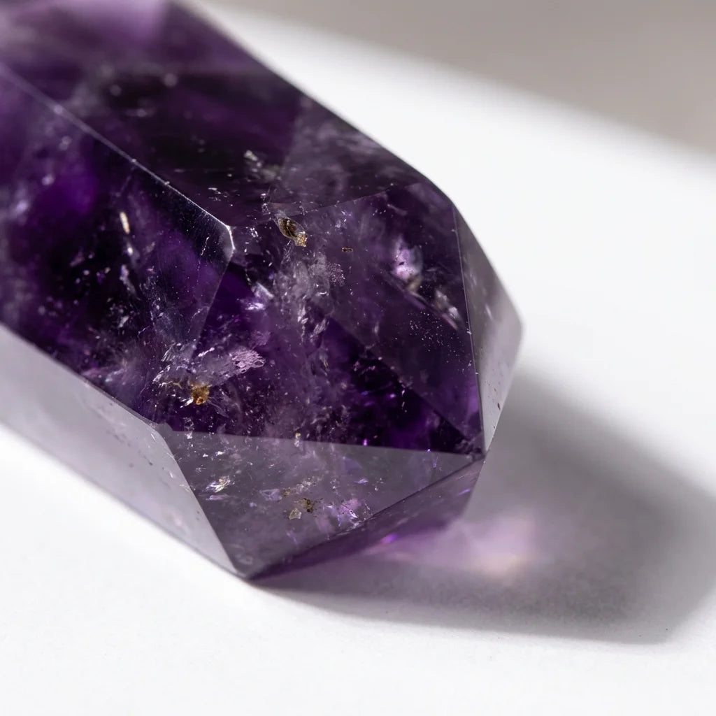 Natural Amethyst Crystal Obelisk Tower - Macro Crystal Detail