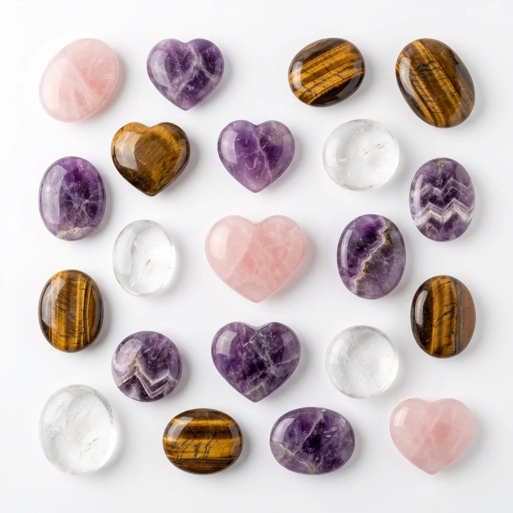 20pcs Crystal Heart Stones Set - Product Display