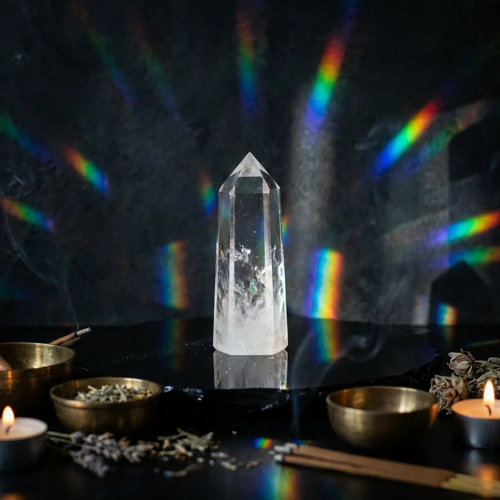 Clear Quartz Crystal Tower - Rainbow Prism Light Atmospheric