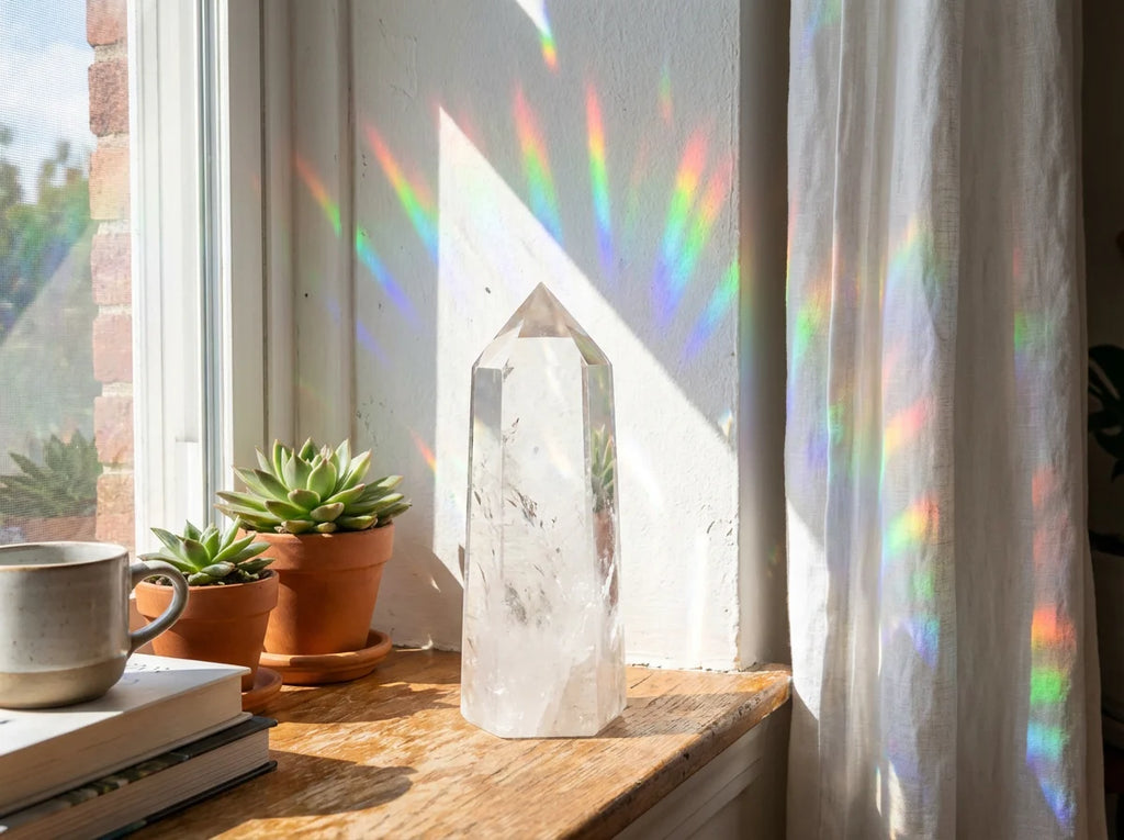 Amethyst Crystal Tower - Home Office Desk Lifestyle
