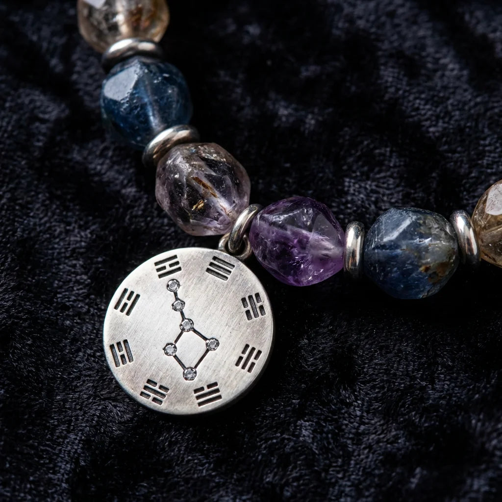 12 Zodiac Crystal Necklace - Constellation Charm Macro Close-up