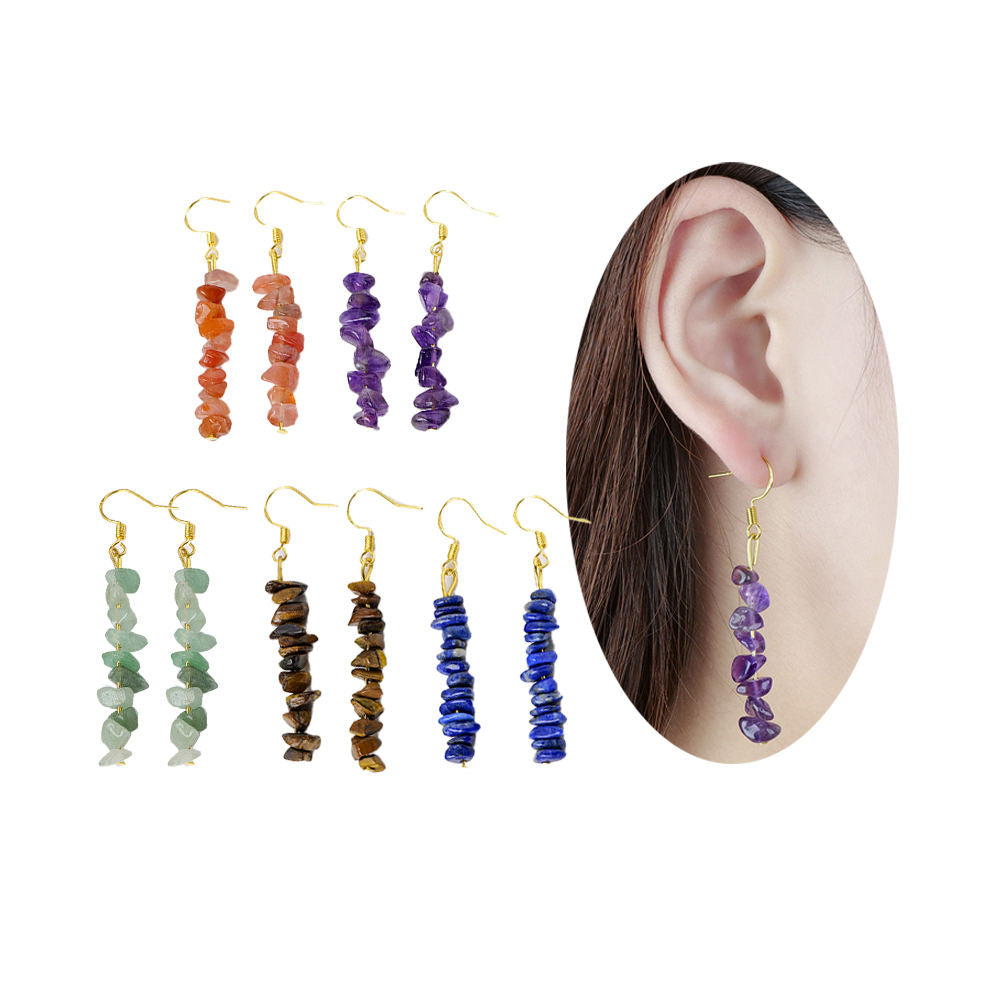 Natural Crystal Tassel Dangle Earrings
